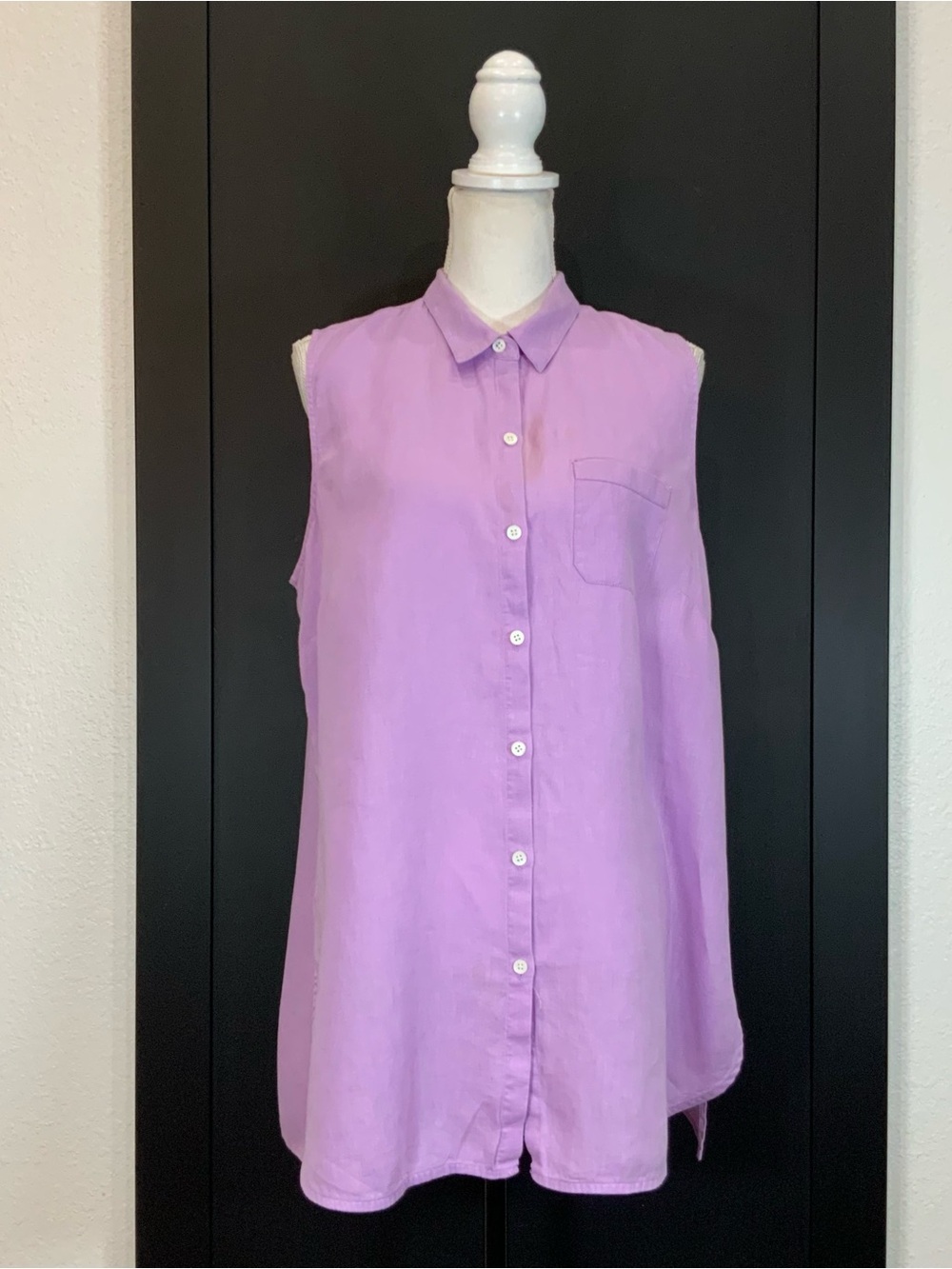 J. Jill Lavender Purple 100% Linen Sleeveless Button Down Tunic Shirt